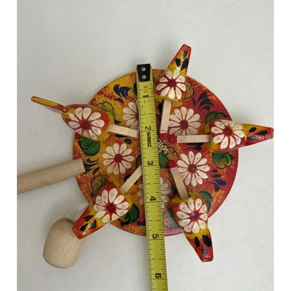 Vtg Wooden Russian Folk Art Pecking Chickens Moveable Toy Hand Carved